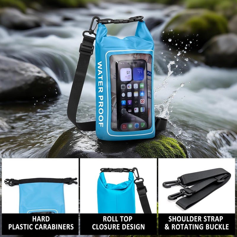 GPUSFAK 154 Pieces Waterproof Boat First Aid Kit Dry Bag with Cell Phone Bug Out Bags Pouch Roll Top Boat Emergency Kit 2-in-1 for Camping Fishing Kayaking Swimming Rafting - Image 5
